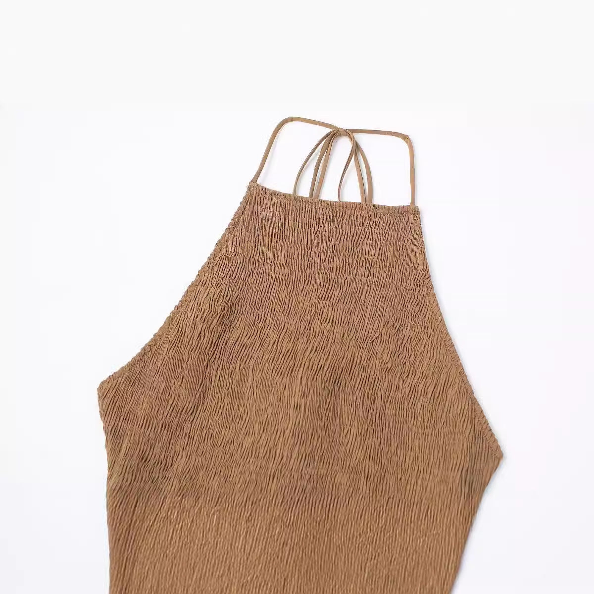 Hanging Collar Backless Vertical Dress Women