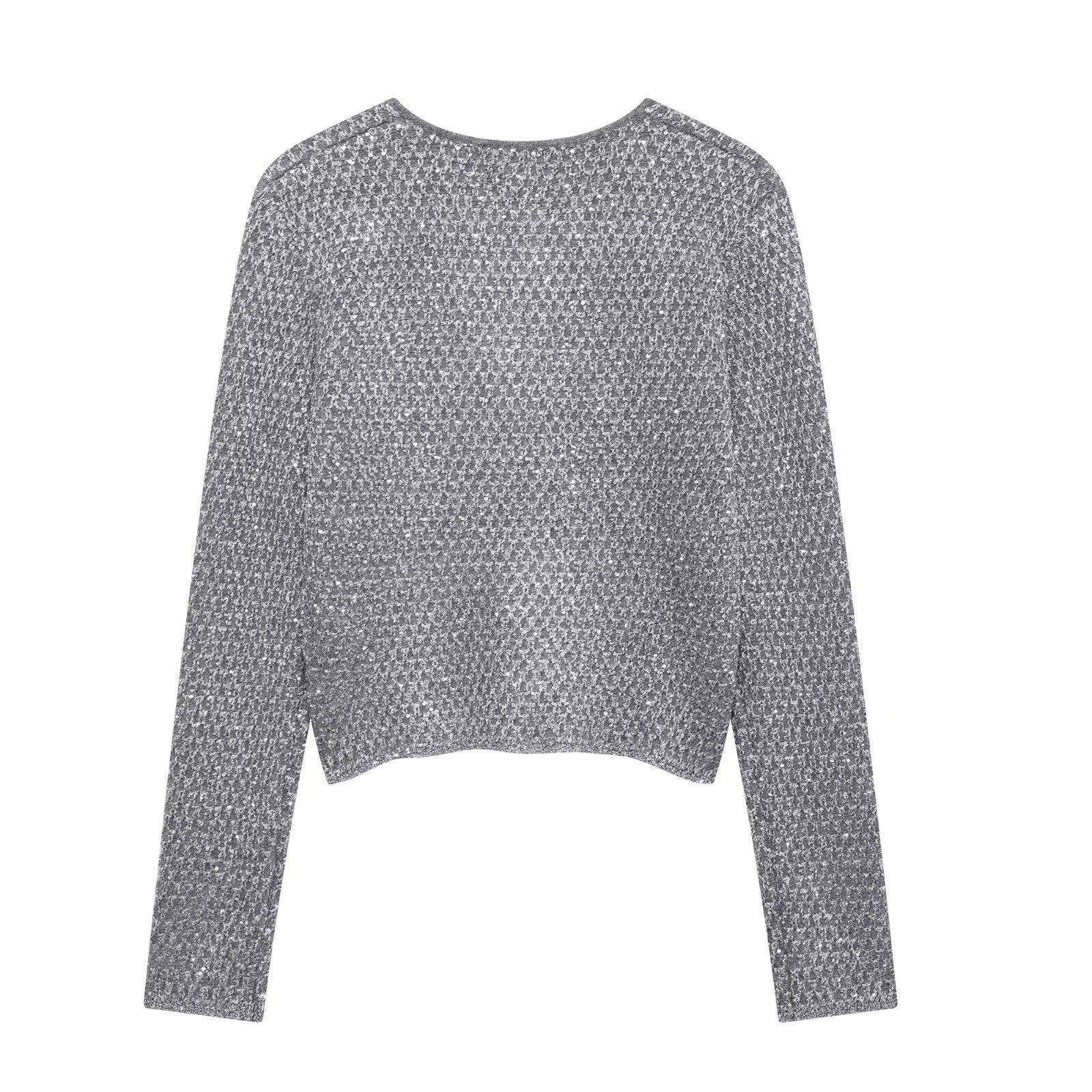 Women's Fashionable Beads Decoration Knitted Coat