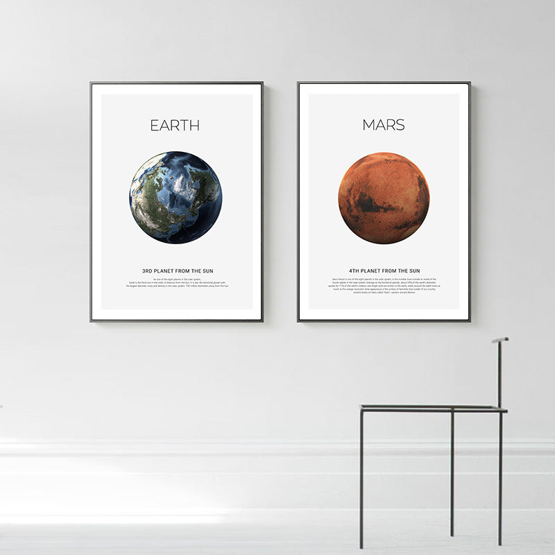 Earth Mars Moon Decorative Painting Ink Jet Painting Core