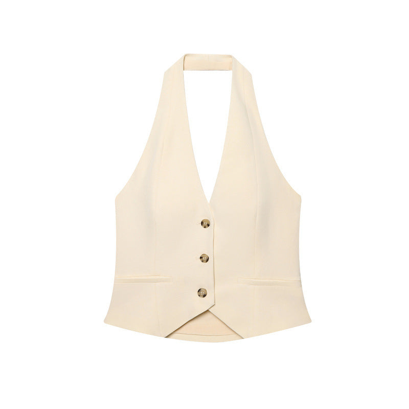 Summer Slim-fit Elegant Hanging Collar Vest Sleeveless Sling