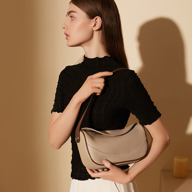 Women's Leather Wide Shoulder Strap Shoulder Bag