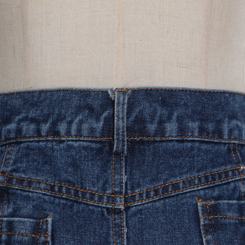 Women's Irregular Washed Denim Skirt