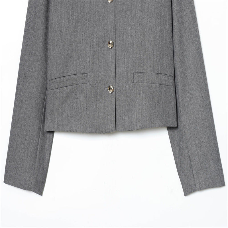 Women's Elegant Round-neck Cropped Blazer