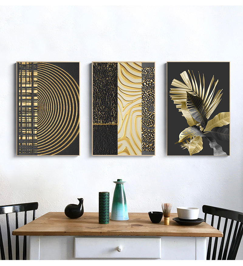 Abstract Golden Paper Poster Luxury Golden Canvas Painting