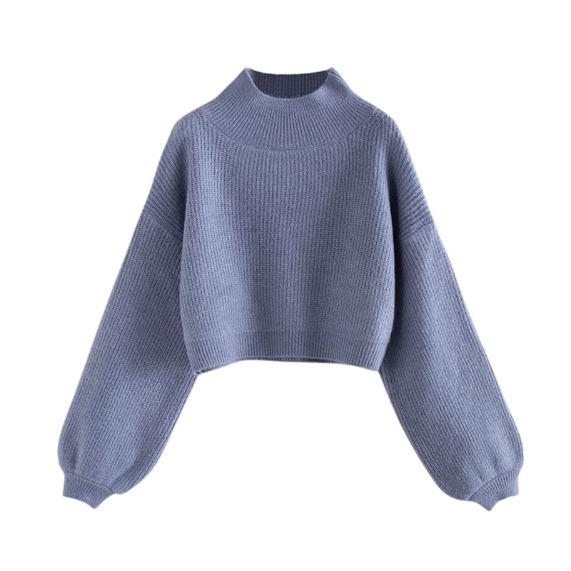 Loose and Lazy Little High Neck Lantern Sleeve Sweater