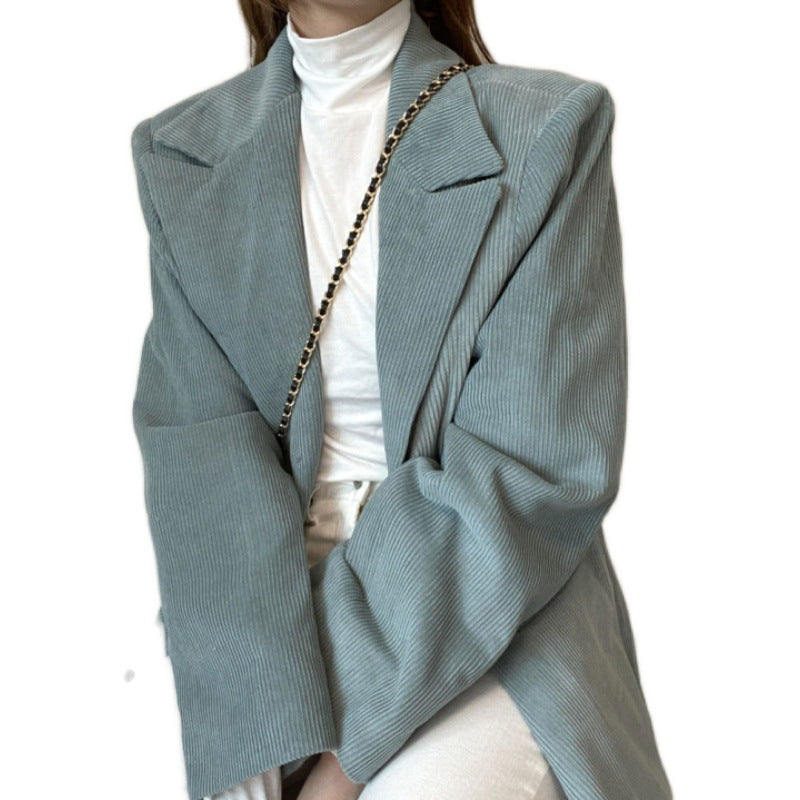 British Style Corduroy Lapel Two Button Suit Jacket