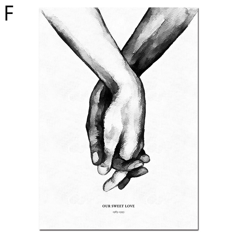 Black And White Sweet Love Canvas Painting Decorative Painting Core