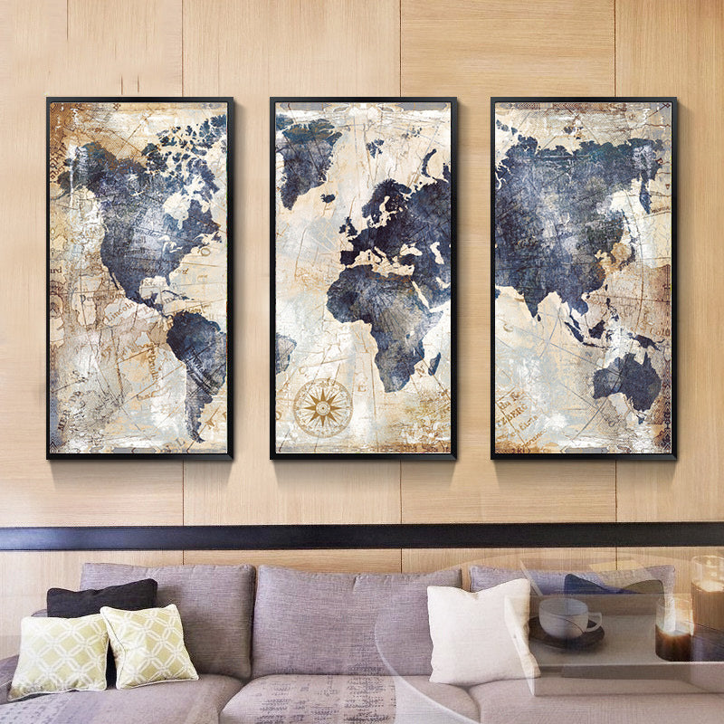 Triptych World Image Mural Painting Canvas Painting Core