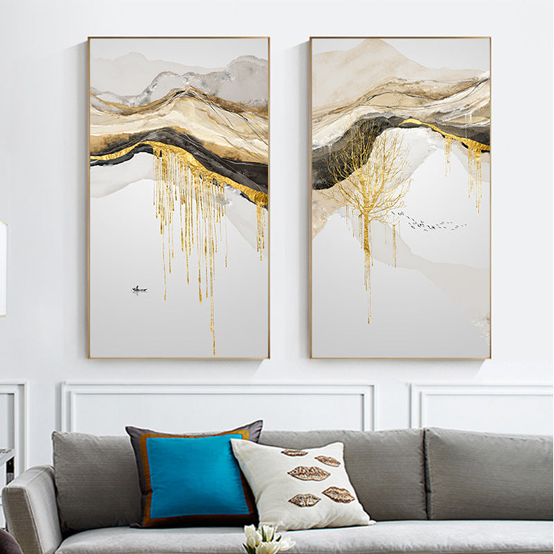 Abstract Flowing Golden Sunlight Painting Core Nordic Canvas Painting