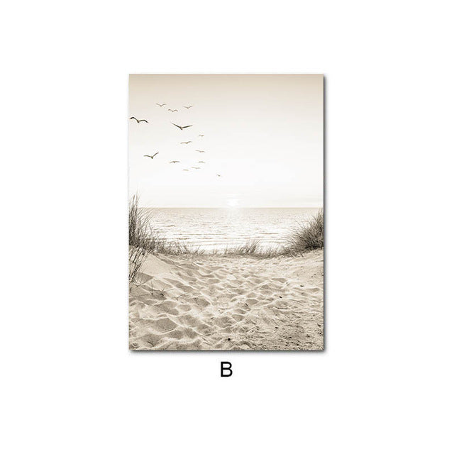Natural Scenery Beach Sunset Canvas Painting Modern Style Home Decoration Painting Frameless Painting Core