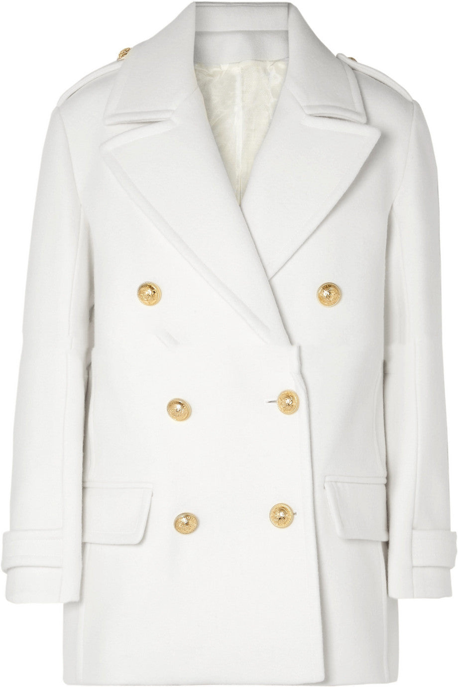 Temperament Casual White Double-Breasted Cashmere Coat