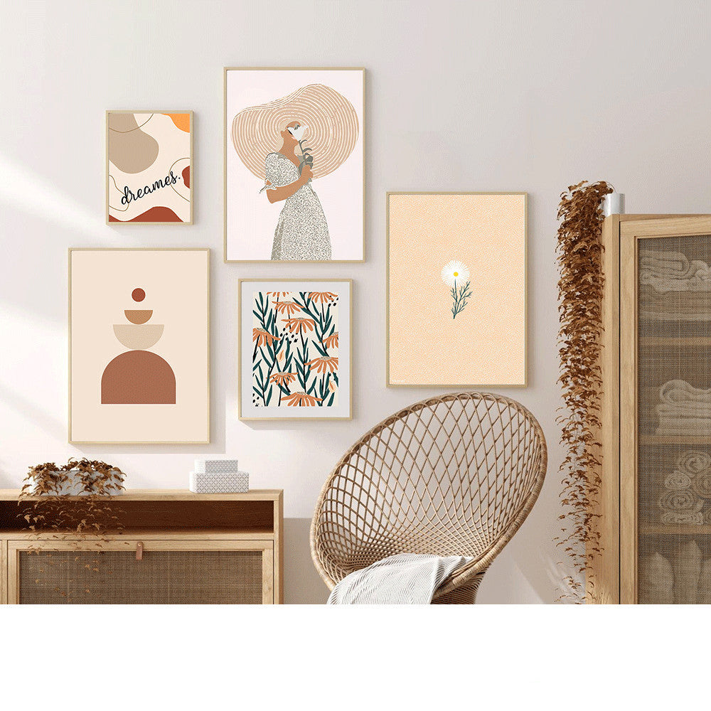 Abstract Decorative Painting Small  Morandi Geometric Canvas Painting