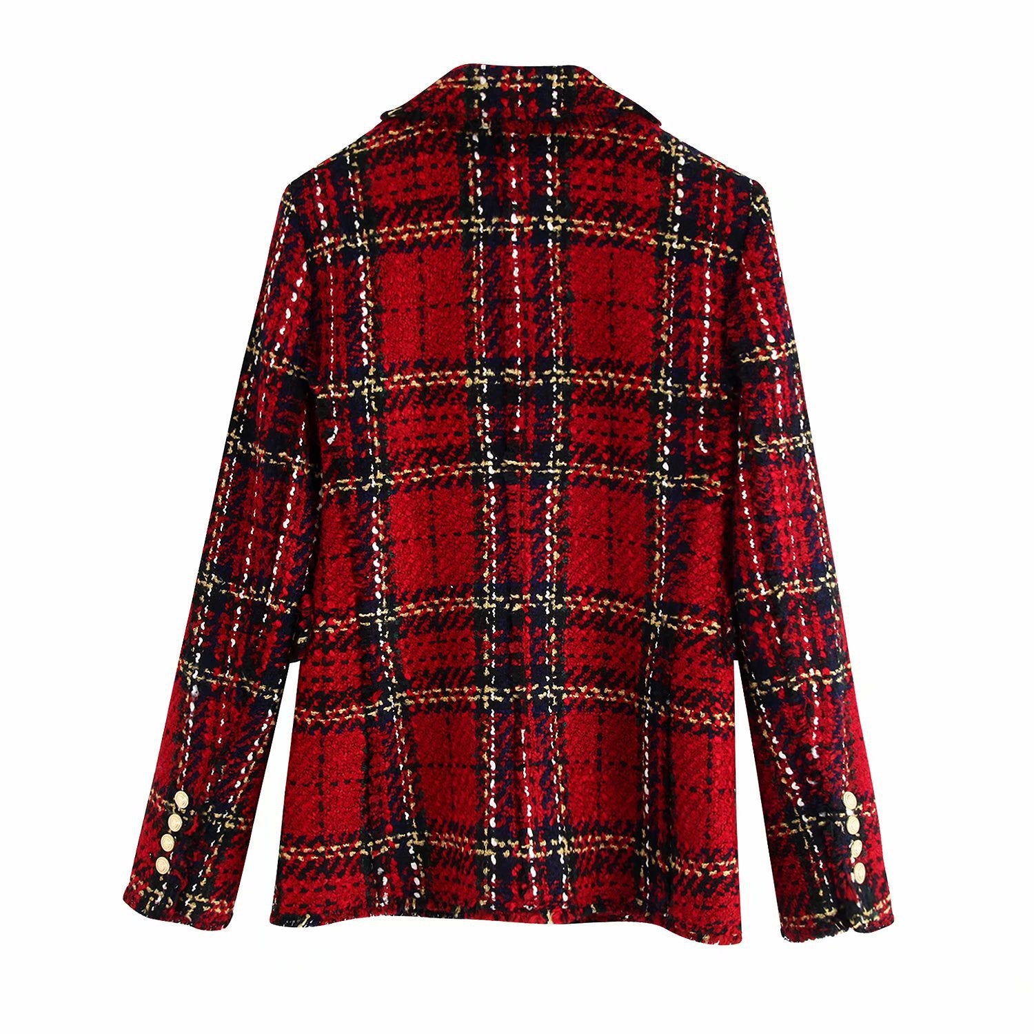 Casual red plaid embellish suit top dress bag hip skirt