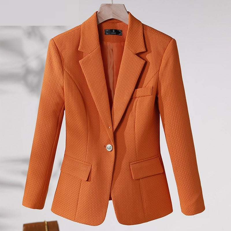 Women's Casual Solid Color Suit Collar Jacket