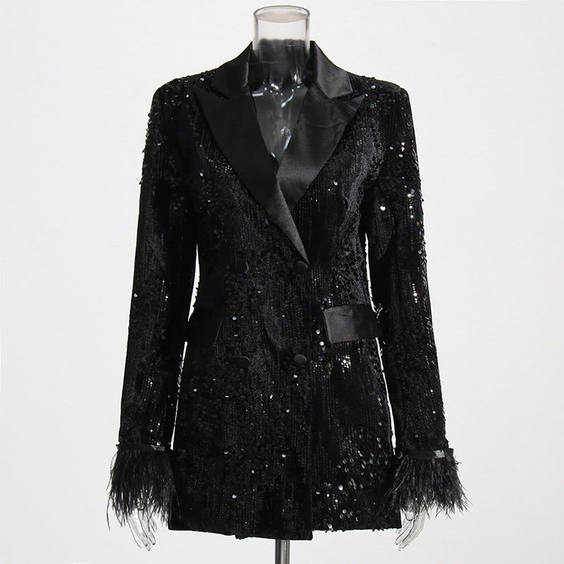 New Fashion Celebrity Light Luxury Style Sequins Suit Is Versatile And Slim