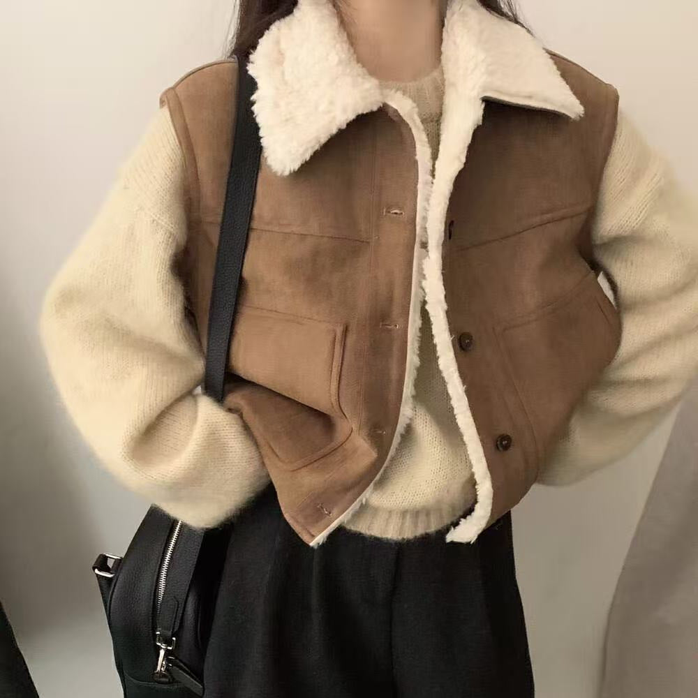 Sleeveless Loose Warm Lamb Wool Short Vest