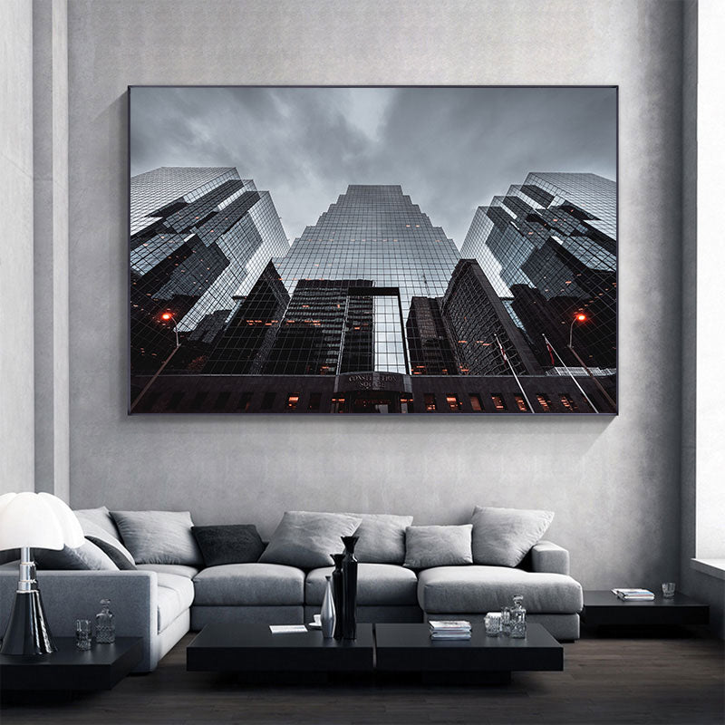 Modern Canvas Painting City Industrial Huge Building Extended Space