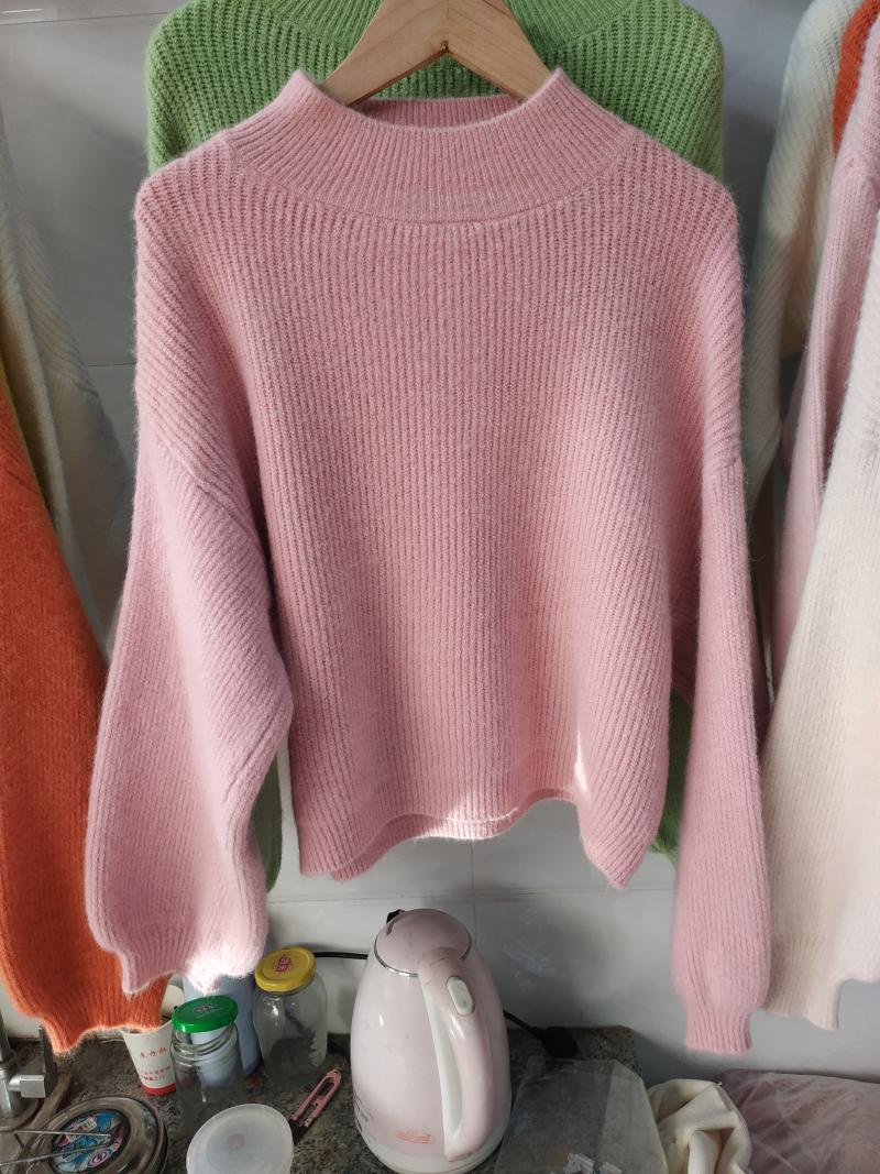 Loose and Lazy Little High Neck Lantern Sleeve Sweater