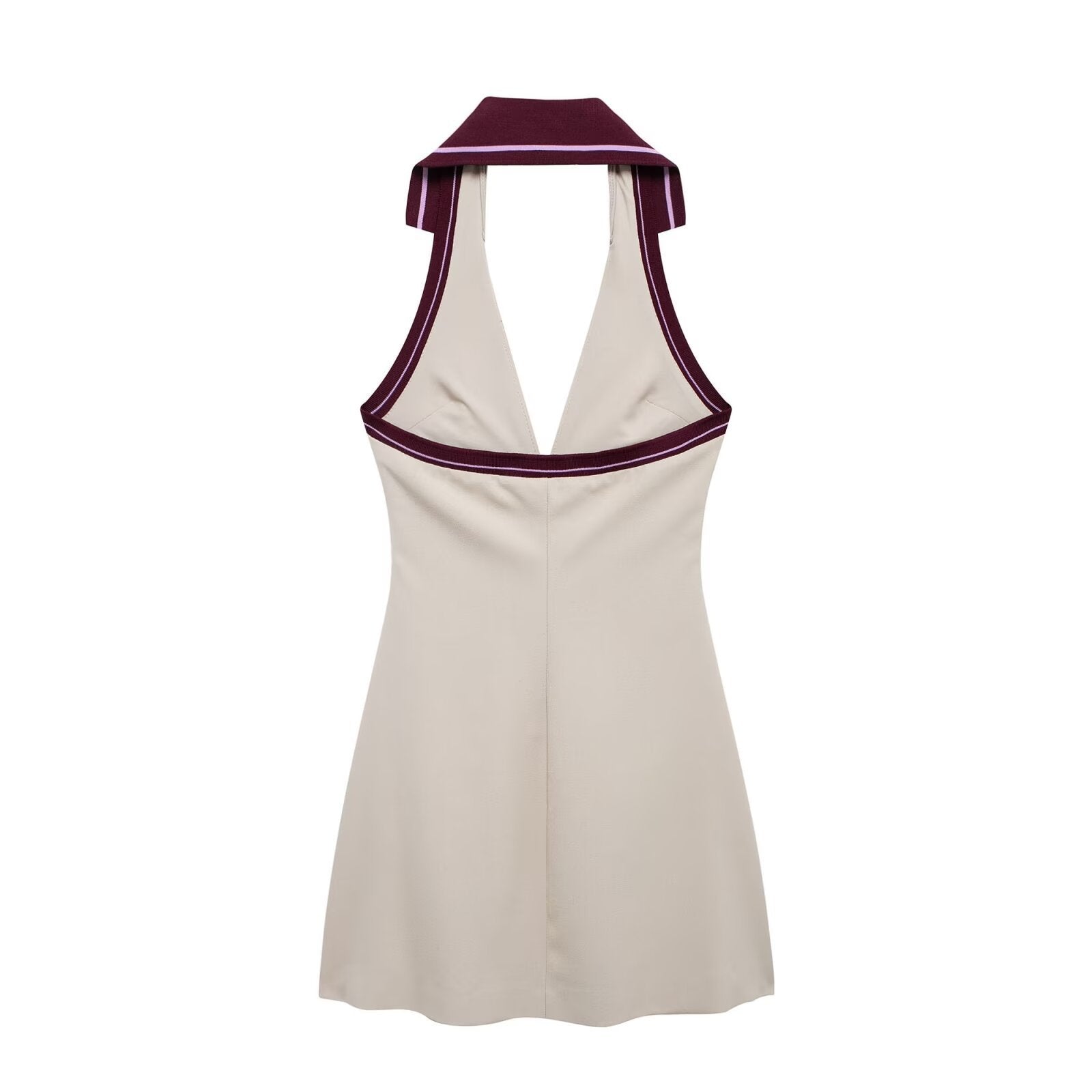 Women's New Stitching Stripe Decorative Rib Halter Dress