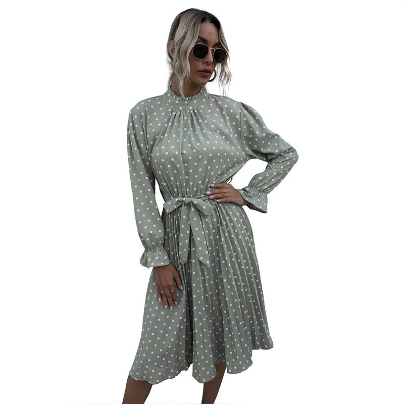 Spotted ruffled long sleeve skirt