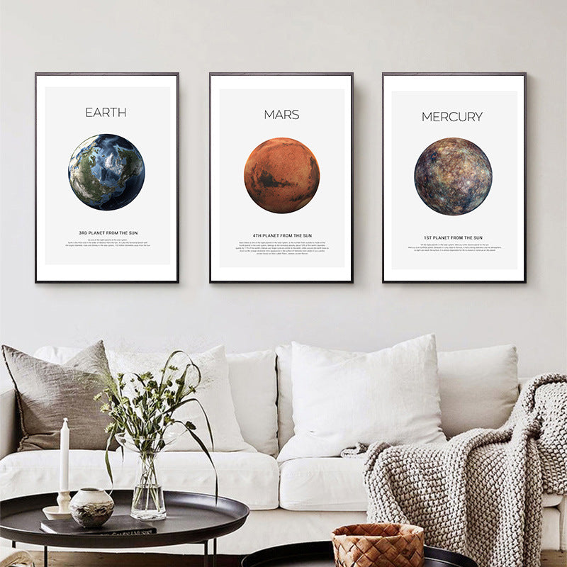 Earth Mars Moon Decorative Painting Ink Jet Painting Core