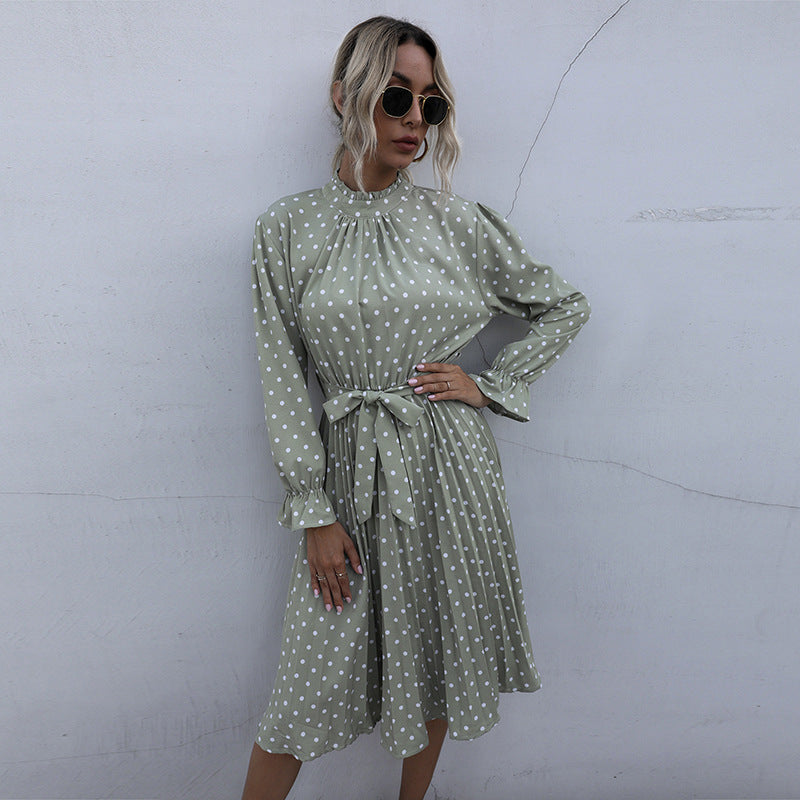 Spotted ruffled long sleeve skirt