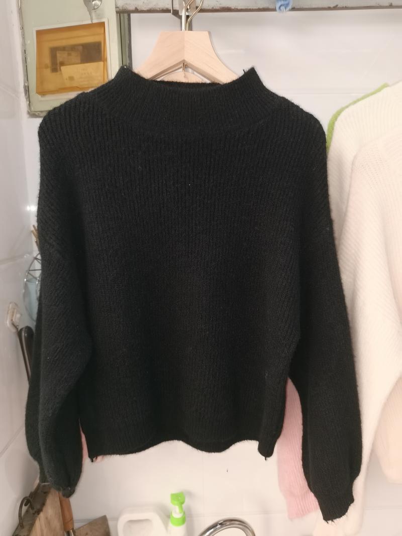Loose and Lazy Little High Neck Lantern Sleeve Sweater