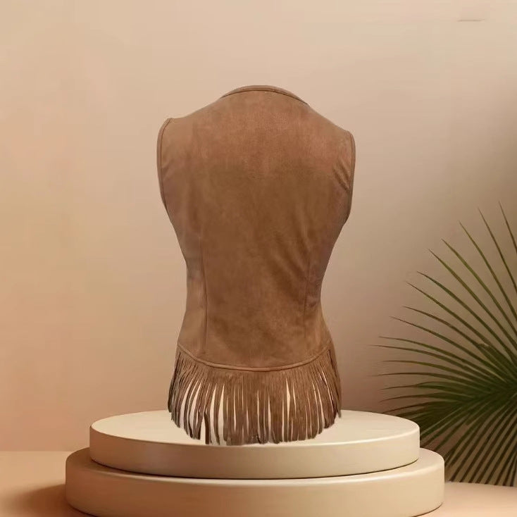 Retro Western Cowboy Style Suede Button Vest