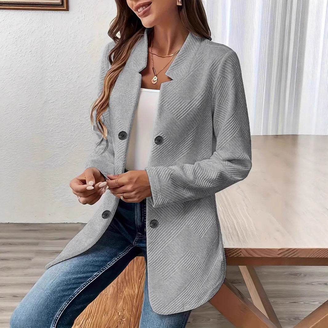 Button Stand Collar Cardigan Coat