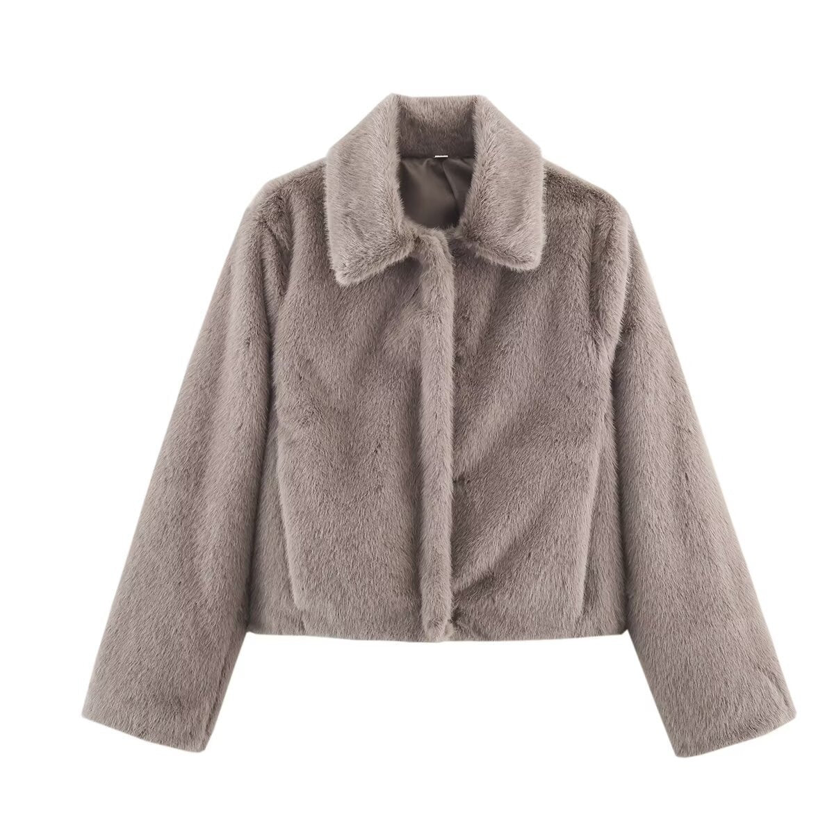Autumn European And American Style Versatile Faux Fur Effect Jacket Coat