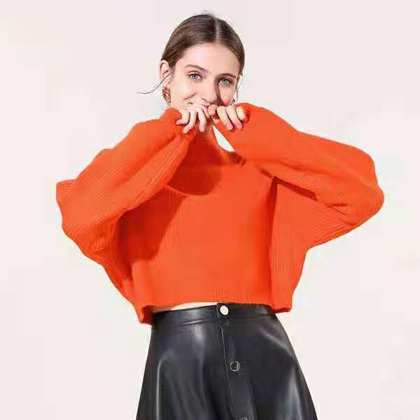 Loose and Lazy Little High Neck Lantern Sleeve Sweater