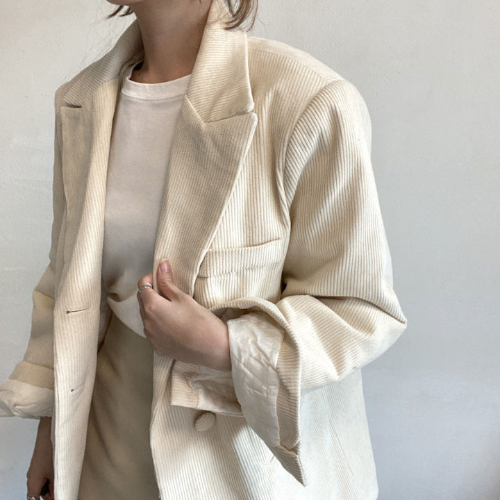 British Style Corduroy Lapel Two Button Suit Jacket