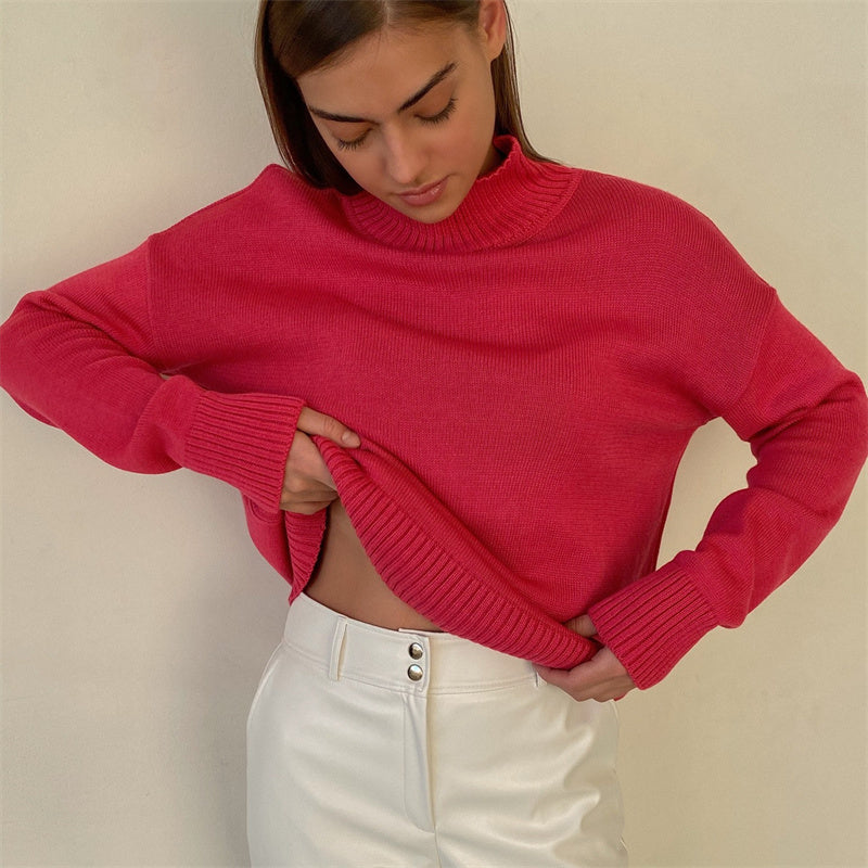 Women's Fashion Casual Turtleneck Loose Knit Sweater