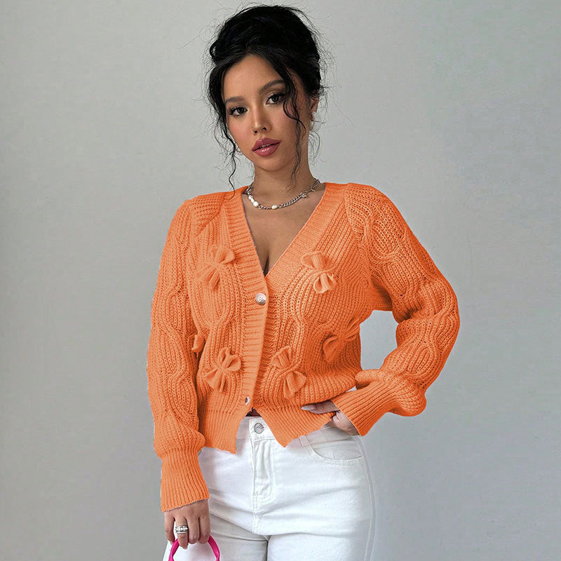 Women's Solid Color Long Sleeve Bowknot Knitwear Cardigan Coat