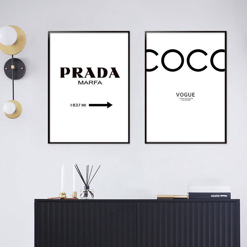 Simple Black And White Letter Decorative Painting