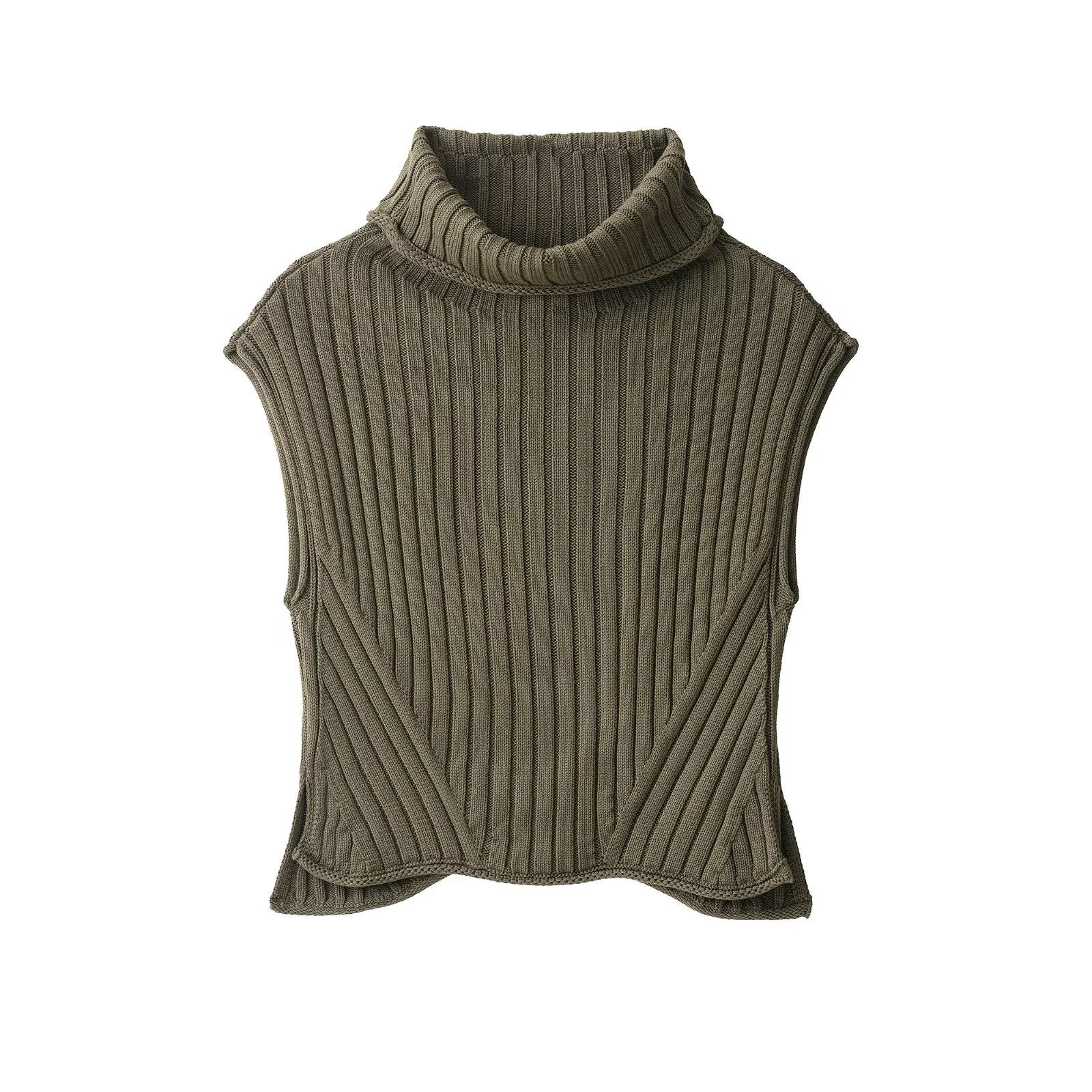 High-neck Slim-fit Sleeveless Knitted Vest Versatile Knitwear