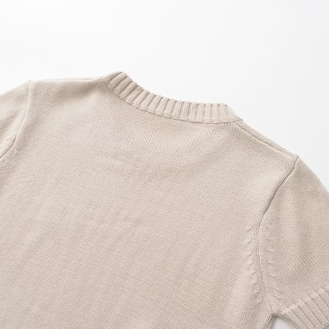 Women's Fashion Round Neck Bowknot Short Sleeve Thin Sweater