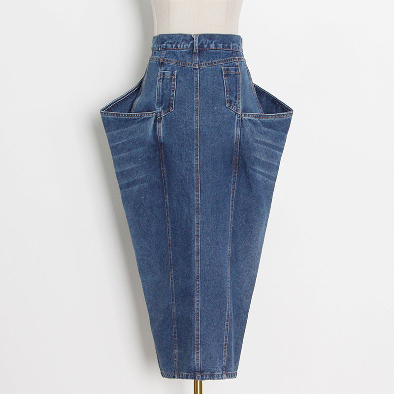 Women's Irregular Washed Denim Skirt