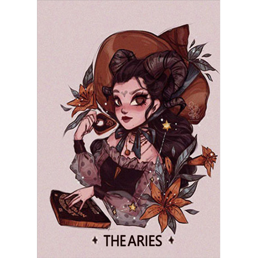 Zodiac Diamond Painting Girl DIY 5D Full Circle Diamond Painting