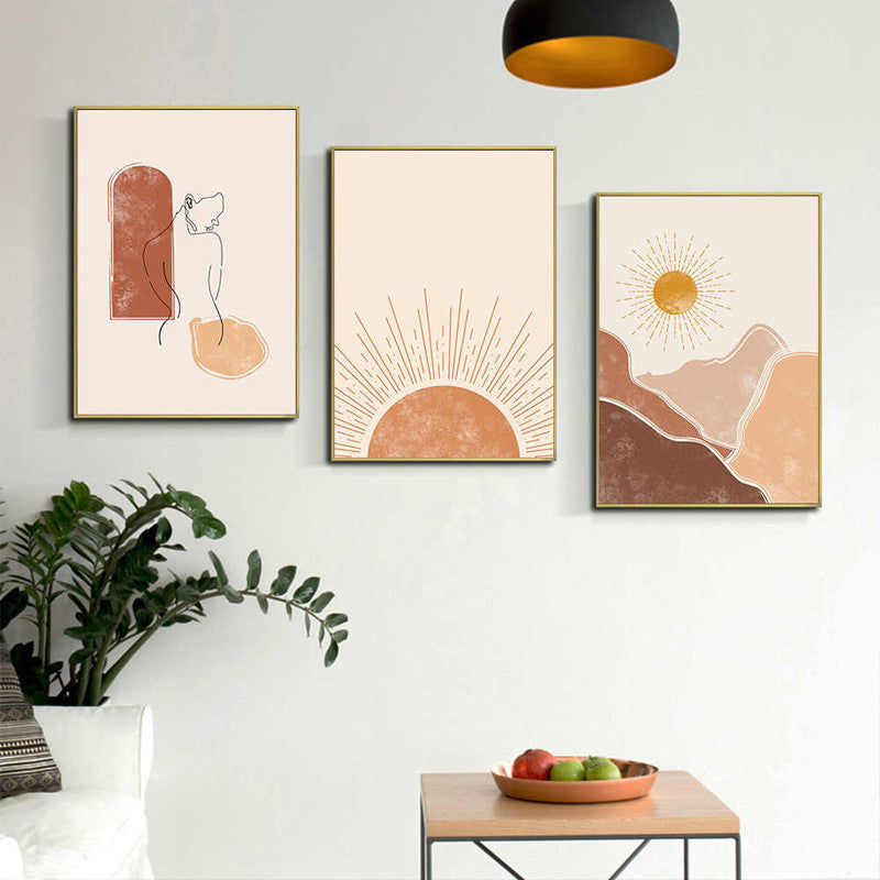 Nordic Modern Small  Plant Flower Character Line Picture