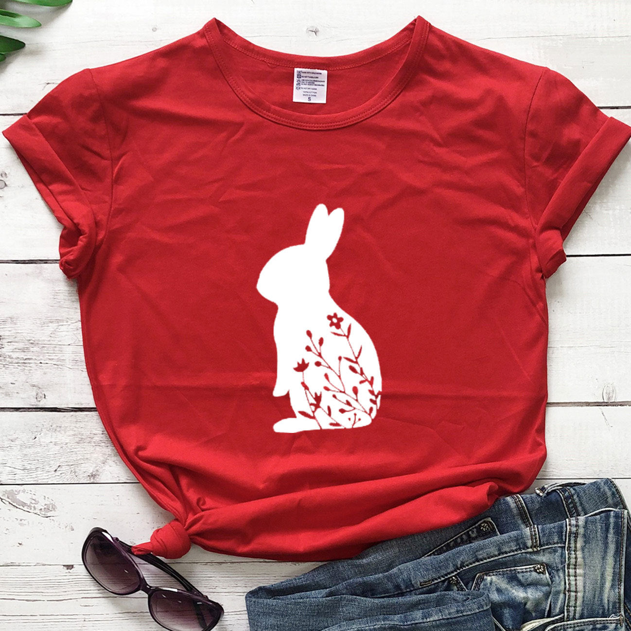 Rabbit Short Sleeve Casual For Men And Women