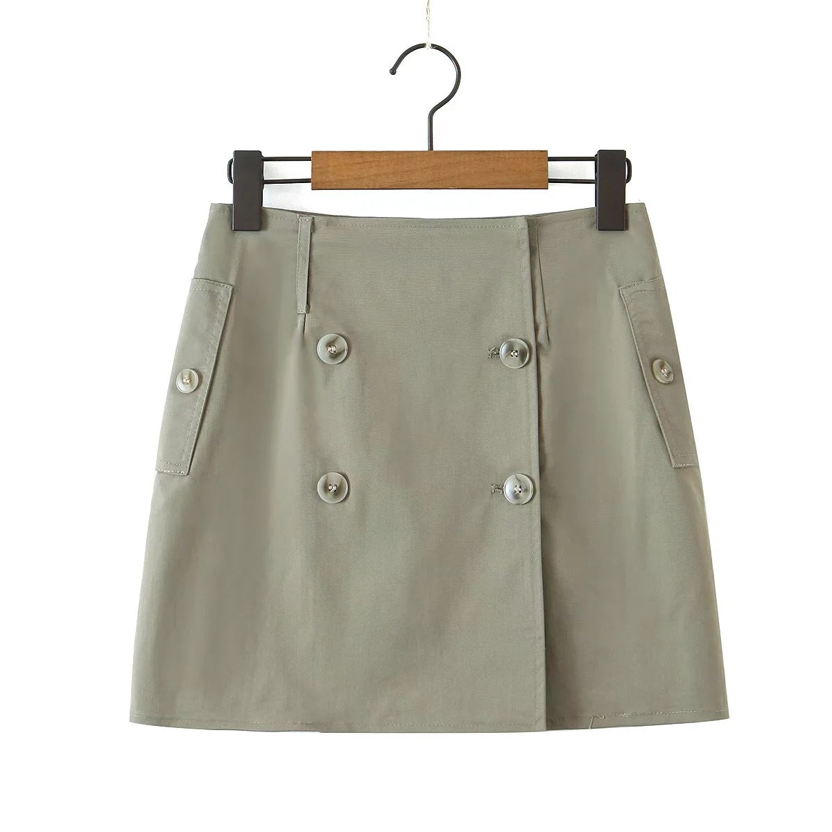 Double-breasted Lapel Windbreaker Jacket High Waist Bag Hip Skirt Suit