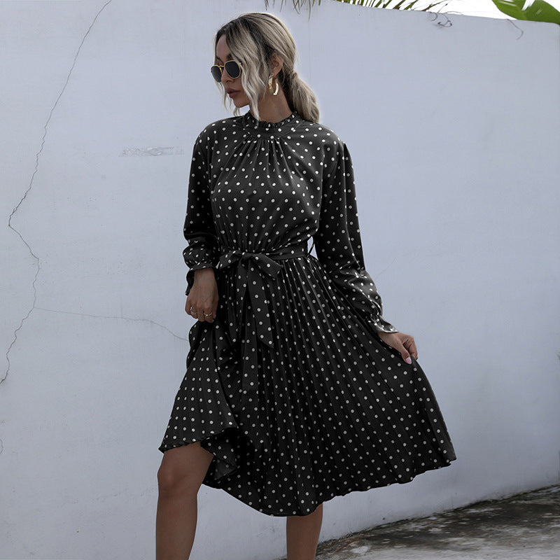 Spotted ruffled long sleeve skirt