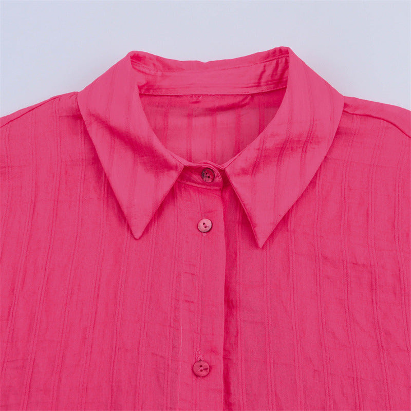 Long Sleeve Thin Flyaway Jacket Casual Striped Shirt