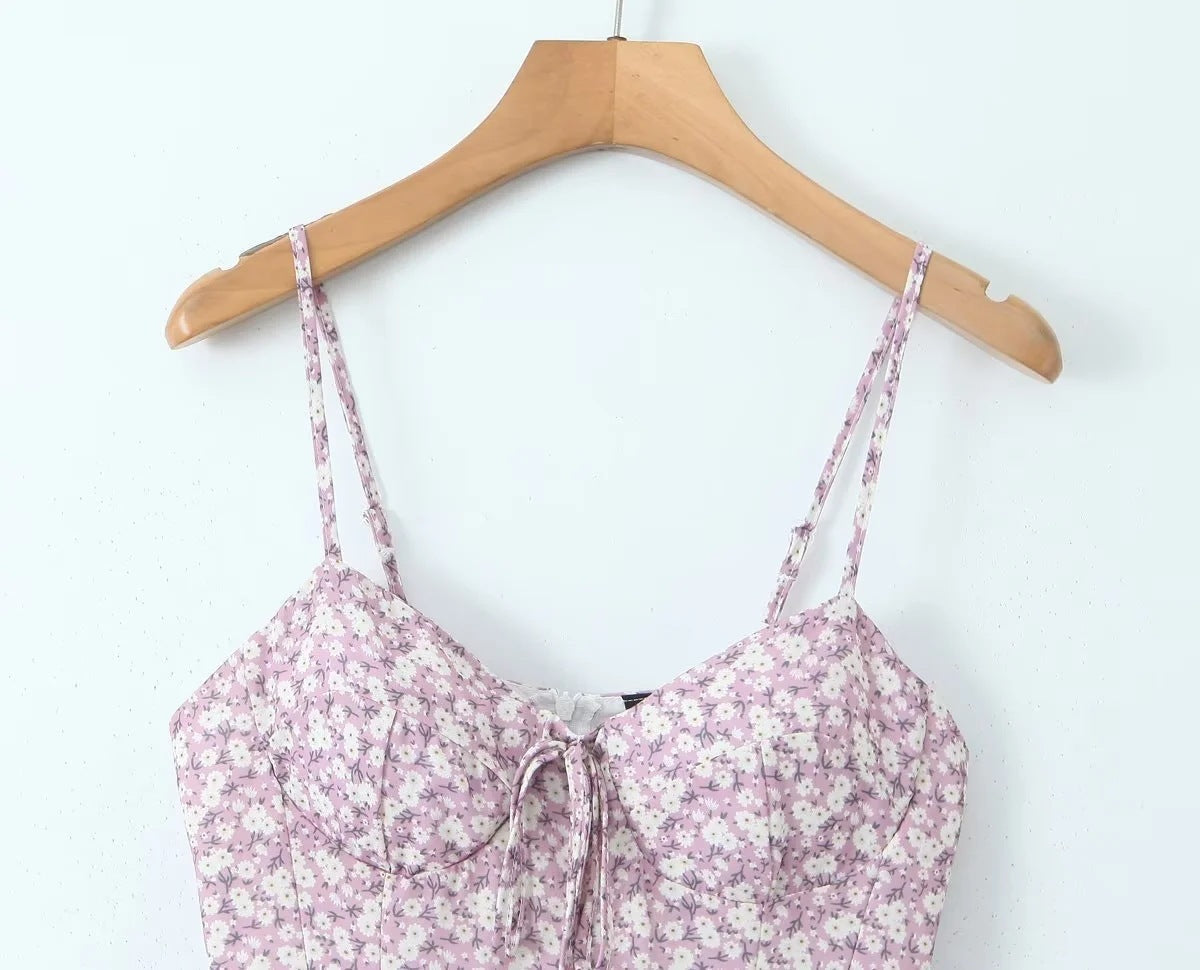 Summer New Pure Floral Strap Dress Women