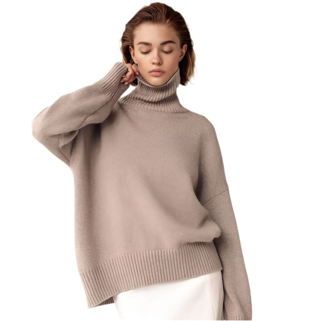 Women's Fashion Casual Turtleneck Loose Knit Sweater