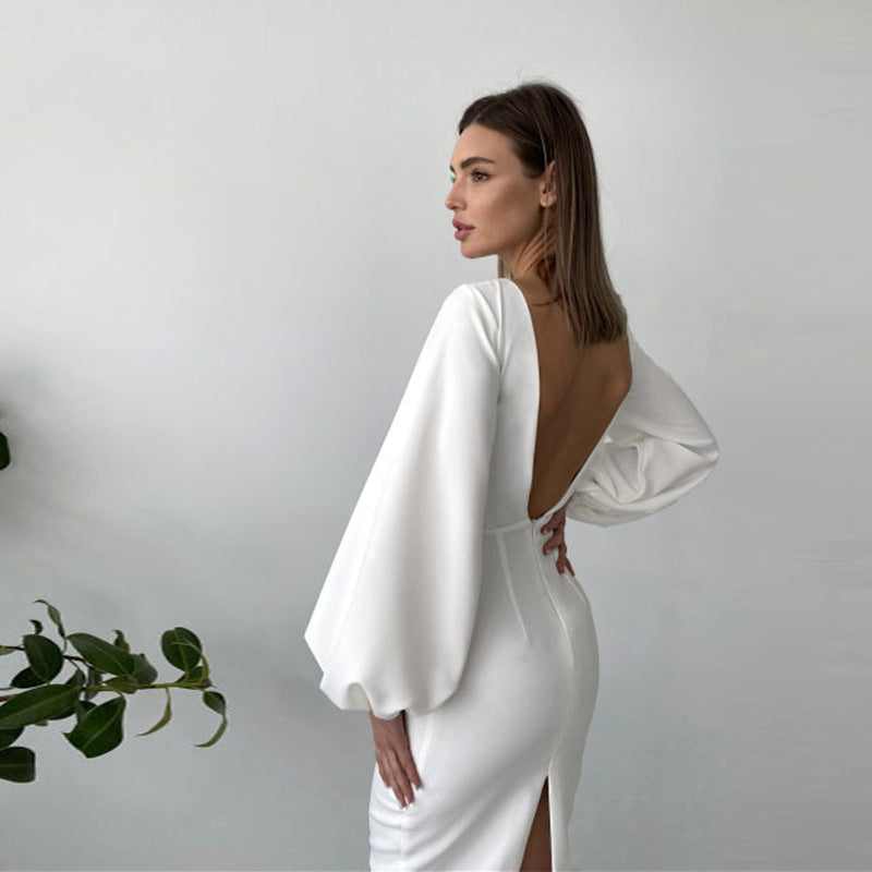 Fashionable Women's Temperament Slim Mid-length Dress