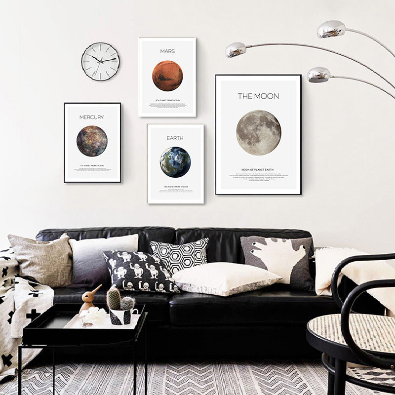 Earth Mars Moon Decorative Painting Ink Jet Painting Core