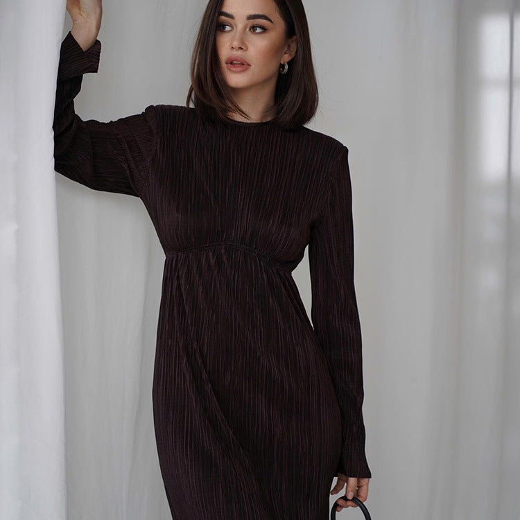 European And American Long Skirt Round Neck High Waist Sexy