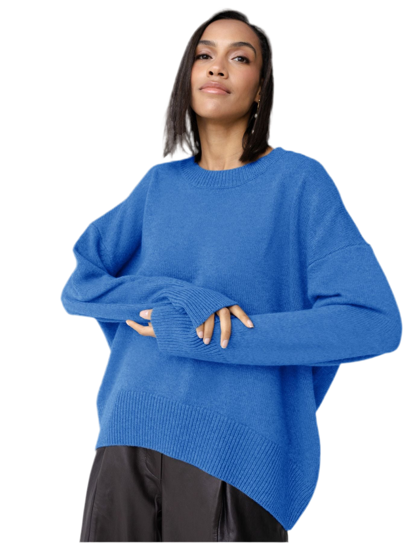 Women's Knitted Sweater Round Neck Loose Solid Color